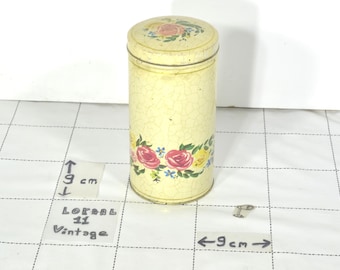 Vintage Verkade Tin Canister, Floral Rusk Biscuit Box, Beige Cylinder