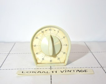 Vintage Dutch Kitchen Timer, Cream White and Green, 1950s