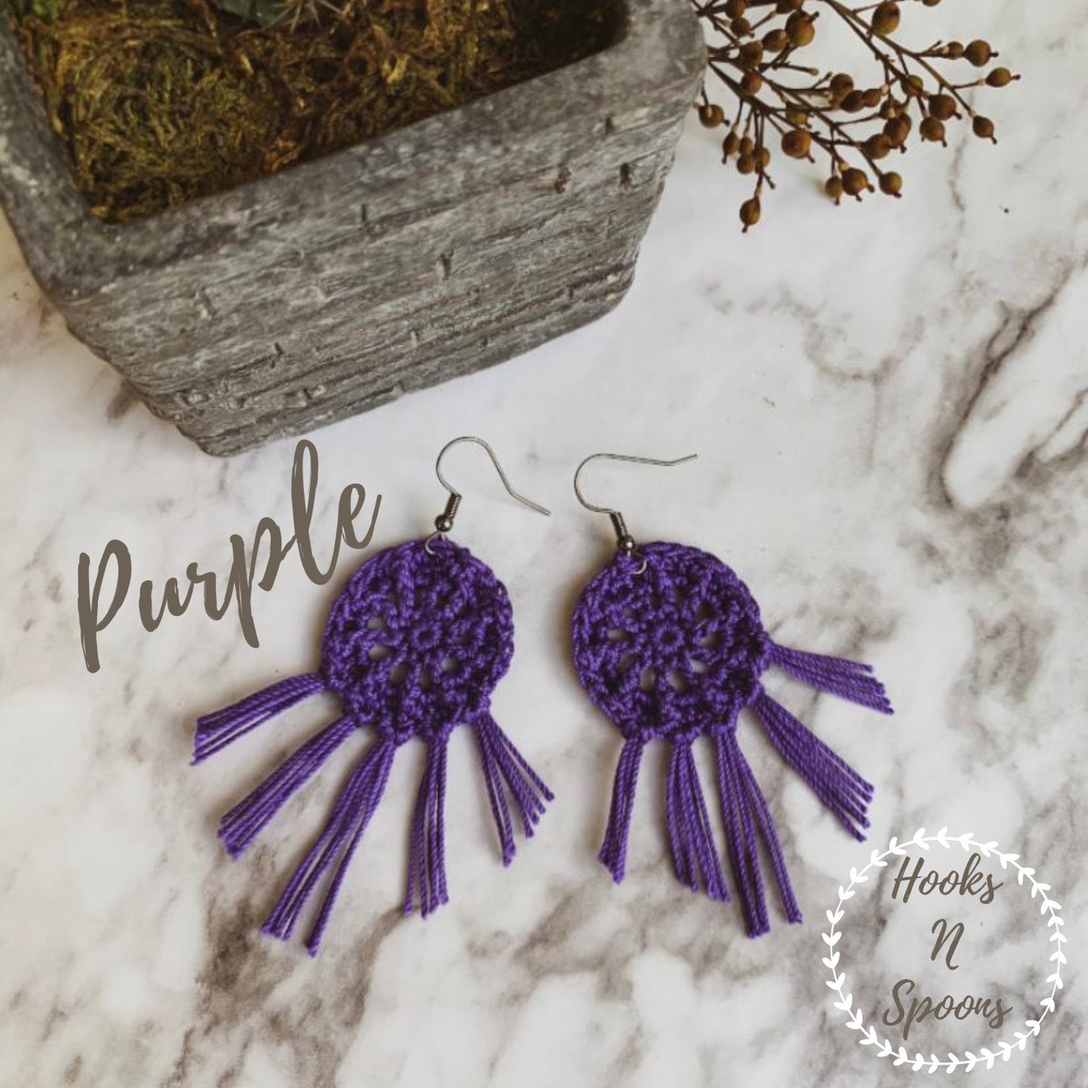 Crochet Boho Earrings Handmade Jewelry Colorful Yarn Etsy