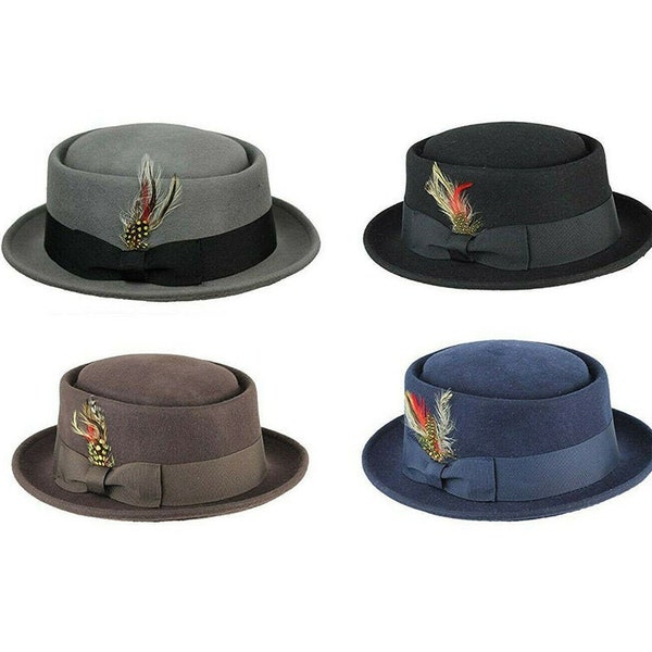 Crushable Wool Felt Pork Pie Hat Packable, take it out of a suitcase, shake and shape, and it's ready to wear.