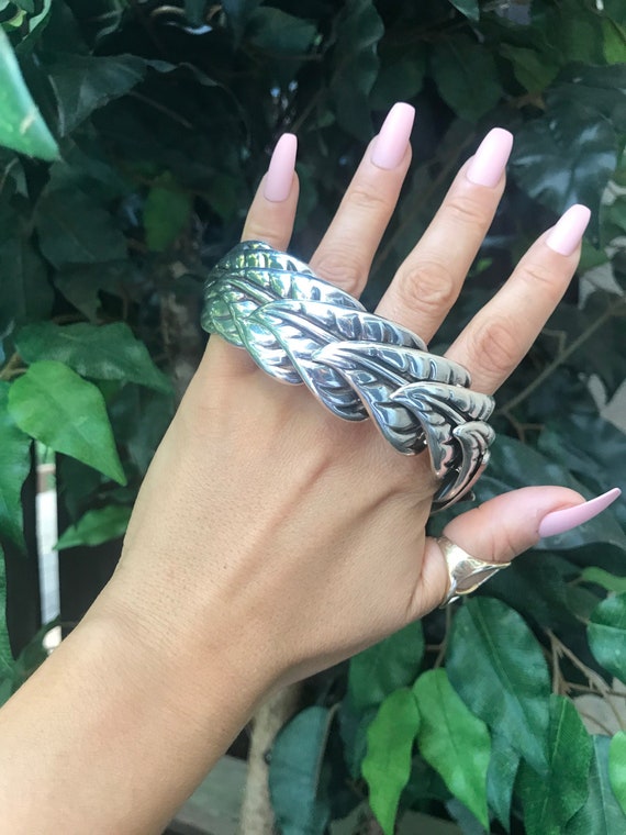 Los Castillo Vintage Mexican Silver Leaf Bracelet