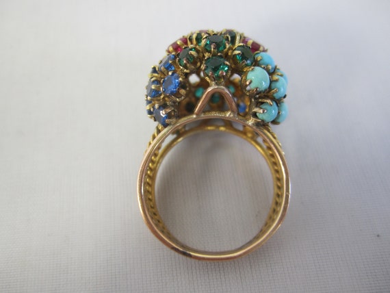 Vintage 14K Bouquet Cluster Gemstone Ring - image 4