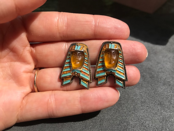 Egyptian Revival Sterling Silver Cufflinks