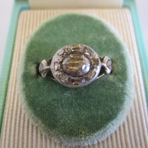 Antique Georgian Rose and Table Cut Diamond Cluster Yellow Gold and Silver Ring