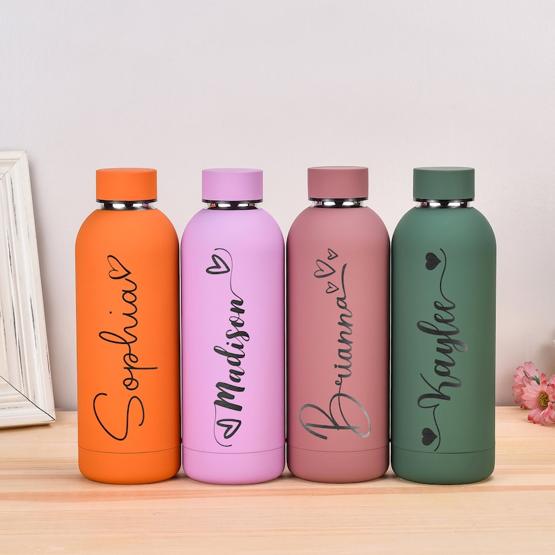 Gravierte Flasche, Wasserflasche, Brautjungfer Vorschlag, personalisiertes Geschenk, personalisierte Flasche, kundenspezifische Flasche, personalisierter Becher, Brautjungfer Geschenk Bild 5