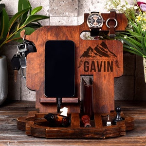Nightstand organizer,Glasses holder,Charging dock,Wooden phone stand,charging,Wood Organizer,desk organizer,Docking Station,Anniversary gift