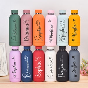 Botellas de agua personalizadas, botella de agua aislada personalizada,  botella deportiva con nombre grabado, 12 onzas/26 onzas, regalos para  mujeres