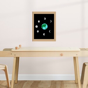 Moon Phases Poster,Educational Print, Printable Wall Art, Montessori Classroom, Homeschool Decor, Classroom Decor, DIGITAL DOWNLOAD