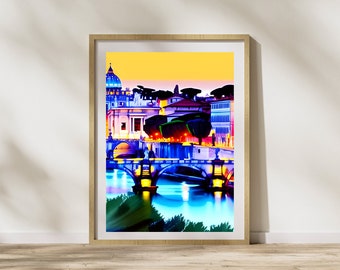 Watercolor Rome, Italy Painting, Printable Wall Art, Home Decor, Rome, Italy Painting, DIGITAL DOWNLOAD