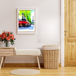 Watercolor Paris Street Painting, Printable Wall Art, Home Decor, Paris France Painting, DIGITAL DOWNLOAD