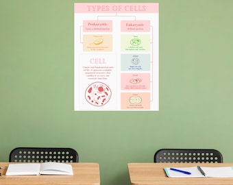 Cell Types Poster, Biology Poster, Educational Print, Montessori Classroom, Homeschool Poster, Classroom Decor, DIGITAL DOWNLOAD