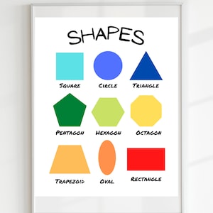 Shapes Poster,Educational Print, Printable Wall Art, Montessori Classroom, Homeschool Decor, Classroom Decor, DIGITAL DOWNLOAD Active