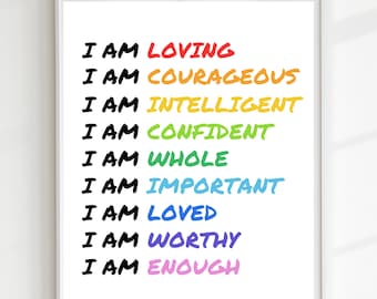Affirmations Poster,Educational Print, Printable Wall Art, Montessori, Homeschool Decor, Classroom Decor, DIGITAL DOWNLOAD
