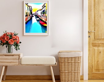 Watercolor Venice Canal Painting, Printable Wall Art, Home Decor, Venice, Italy Painting, DIGITAL DOWNLOAD