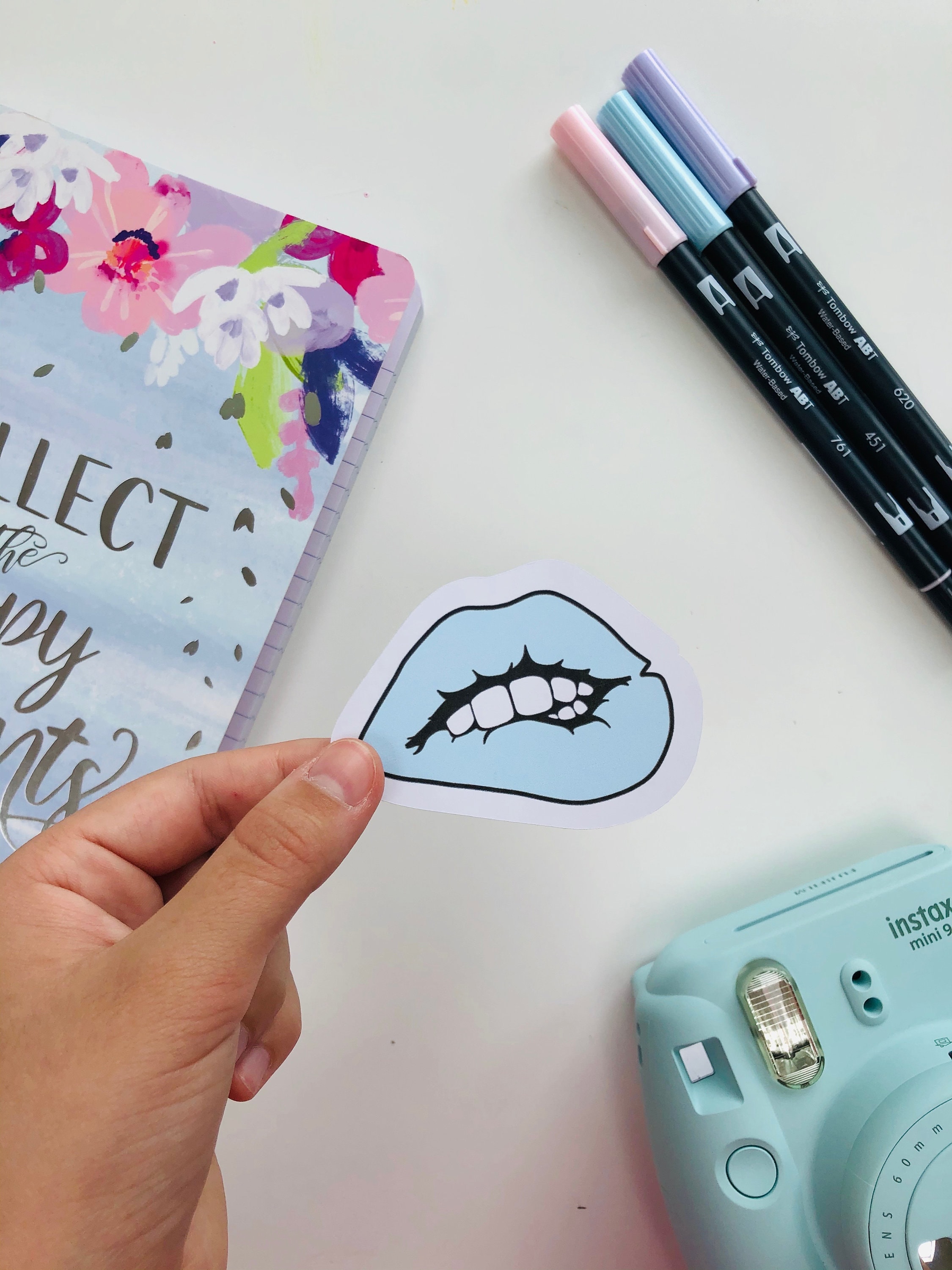 Lip Biting Sticker - Etsy