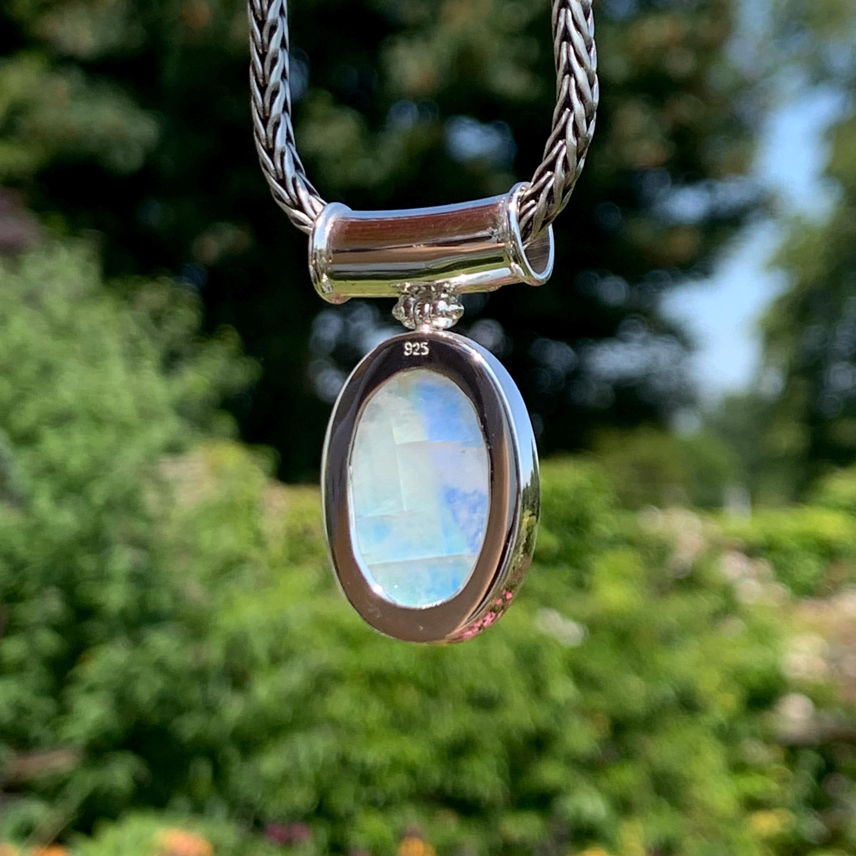 ピンクトルマリン/ルベライトとレインボームーンストーンのペンダント