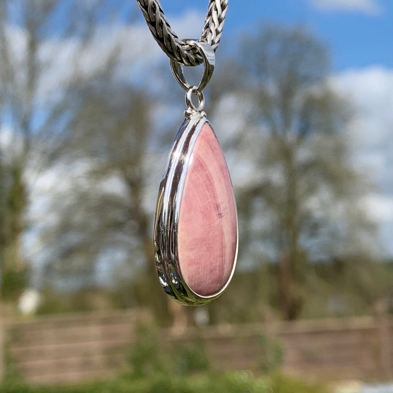 Beetroot Stone Teardrop Pendant, Handmade 925 Sterling Silver, Rare UK ...
