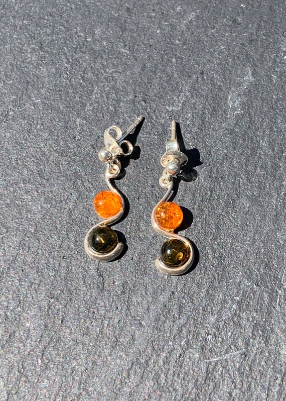 Green amber drop earrings deals