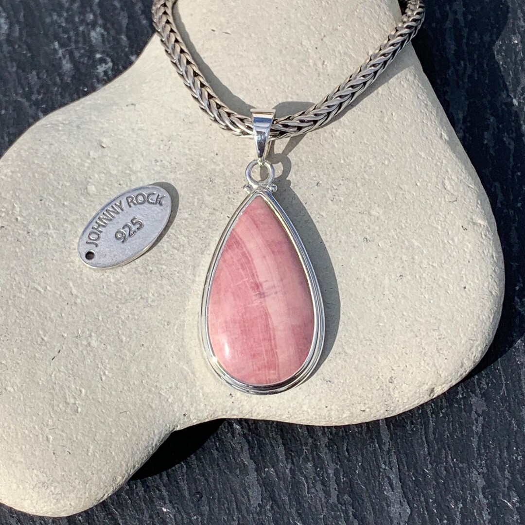 Beetroot Stone Teardrop Pendant, Handmade 925 Sterling Silver, Rare UK ...