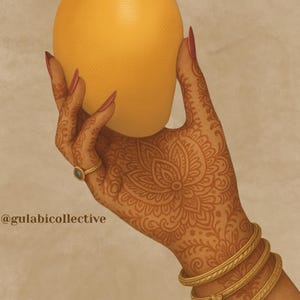 desi girl mango illustration | urdu writing | digital print | wall decor | home decor | Pakistani wall art | Indian wall art | desi wall art