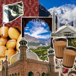 Pakistan collage illustration | urdu writing | digital print | wall decor | home decor | Pakistani wall art  | desi wall art