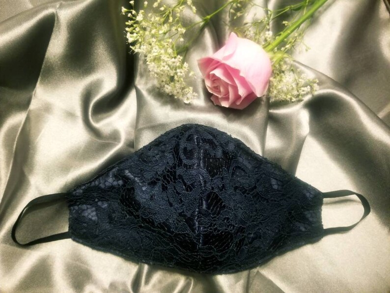 Lace Face Mask in a Beautiful Navy Blue Lace for Special Etsy