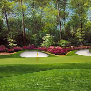 Augusta National Golf Club Hole 13 Azalea Masters Amen Corner Oil Painting PGA Golf Ri4pn 13x26-40x80in Art Print Canvas Prints, Wall Art