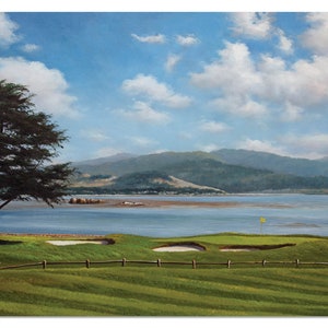 Pebble Beach Golf Links 18th Club Hole 18 Course Pebblebeach Pro Am AT&T Pro-Am PGA 8x10-40x60in Oil Painting Art Print 18ri17 Canvas Prints