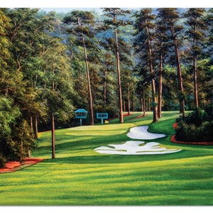 Augusta National Golf Club 10th Hole 10 Camellia the Masters of Augusta US Art Print from oil painting PGA Golf Course 1RiA canvas prints