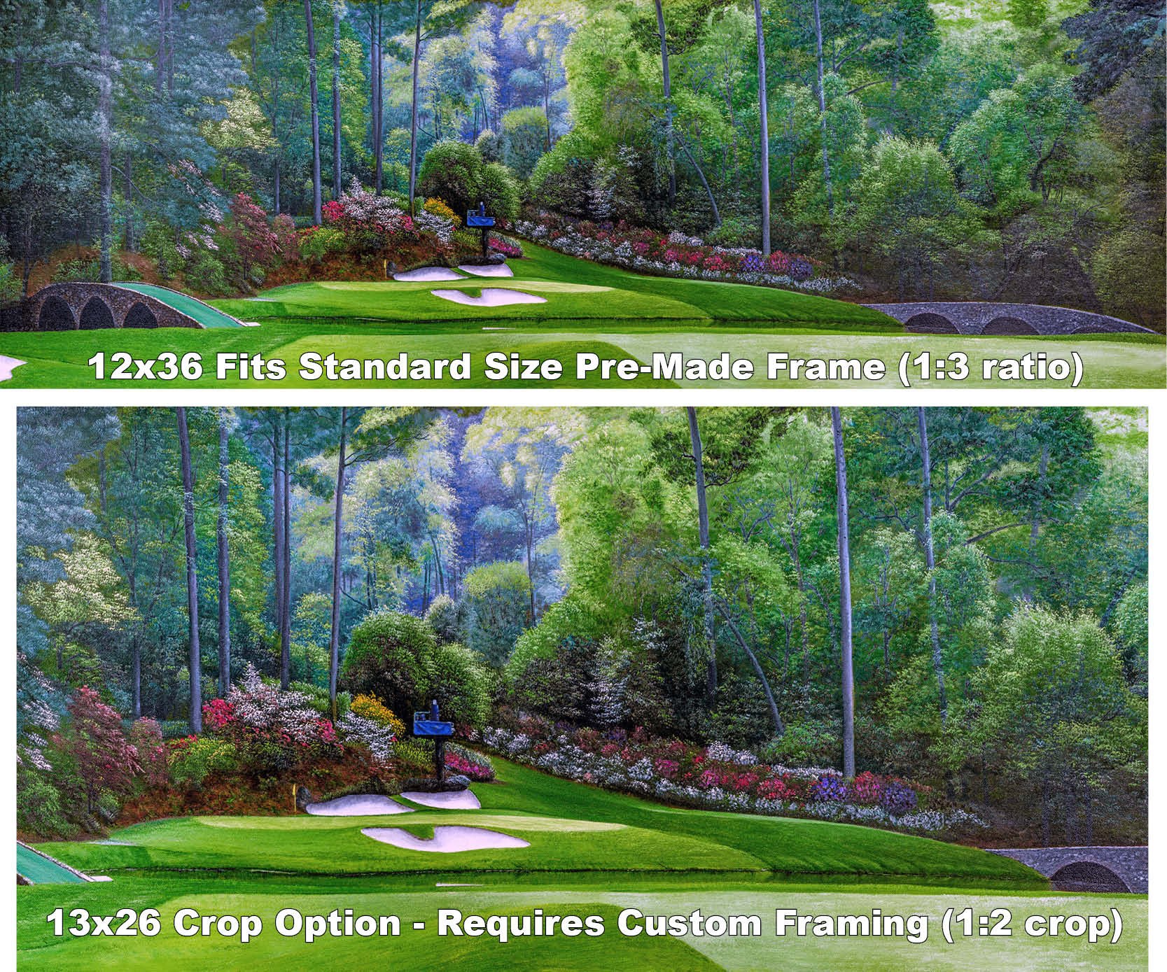 Augusta National Golf Club Hole 12 Golden Bell Masters Amen Corner PGA Golf 3000 Panorama Peinture à l'huile Impression sur toile, Art mural