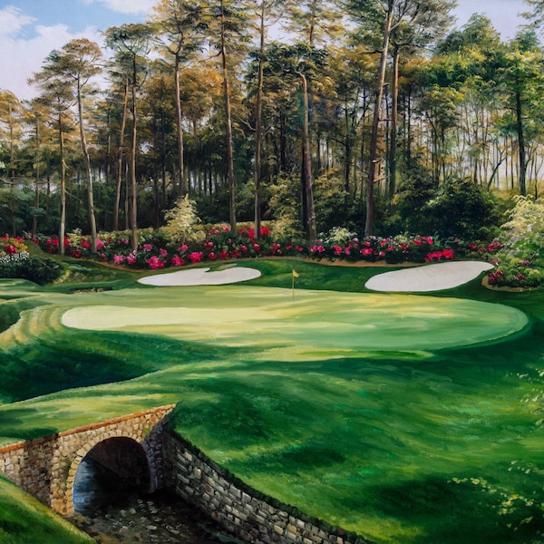 Augusta National Golf Club Hole 13 Azalea Amen Corner oil painting Masters PGA Golf 2580 8x10-40x60in Art Print CHOICES Worldwide