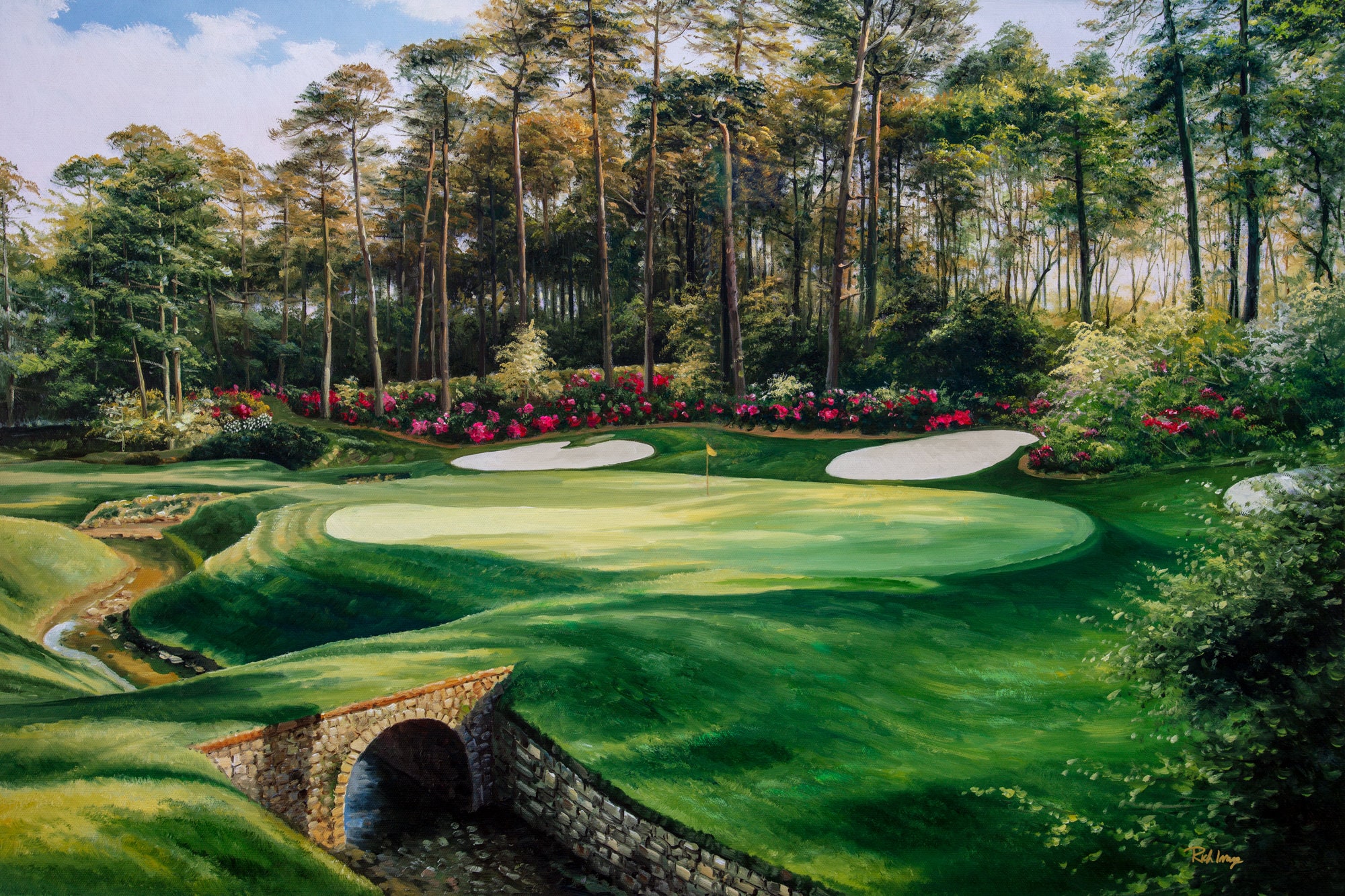 Augusta National Golf Club Masters Tournament Hole 11 White Dogwood golf  course oil painting art print 2560 on 18x24 Stretched Gallery Wrap Canvas  Fra