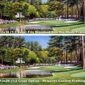 Augusta National Golf Club Hole 16 Redbud Masters Oil Painting PGA Golf 2550pn 12x36-40x120in Art Print Panorama Canvas Prints, Wall Art