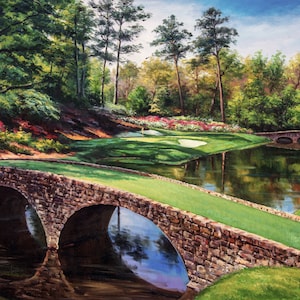 Augusta National Golf Club Hole 12 Golden Bell Amen Corner oil painting Art Print Masters PGA Golf Ri1 8x10-40x60in canvas prints wall art