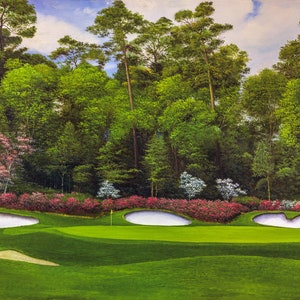 Augusta National Golf Club Hole 13 Azalea Masters Amen Corner Oil Painting PGA Golf Ri2pn 13x26-40x80in Art Print Panorama Canvas Prints