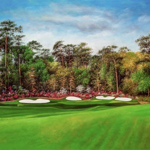 Augusta National Golf Club Hole 13 Azalea Amen Corner Oil Painting Masters PGA Golf 2580 8x10-40x60in Art Print Canvas Prints, Wall Art