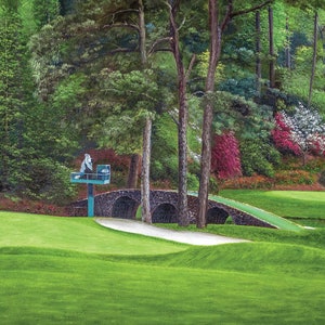 Augusta National Golf Club Masters Amen Corner Hole 12 Golden Bell Hole 11 White Dogwood PGA Golf 2560 8x10-48x36 Oil Painting Art Print