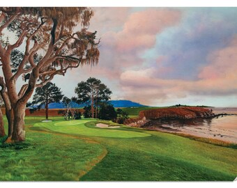 Pebble Beach Golf Links 5th Golf Club Hole 5 Course AT&T Pro-Am PGA Canvas Prints Oil Painting Art Print Decor 10rioil Pebblebeach Pro Am