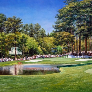 Augusta National Golf Club Course Hole 16 Redbud canvas prints The Masters Of Augusta Augusta US GA USA Oil Painting Art Print Georgia