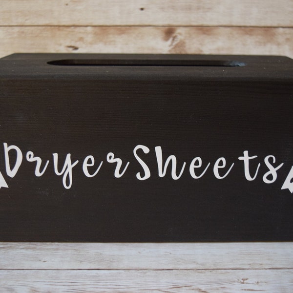 Customizable Farmhouse "Dryer Sheets" 5 1/2" x 10" x 4 1/2" Painted Wooden Box