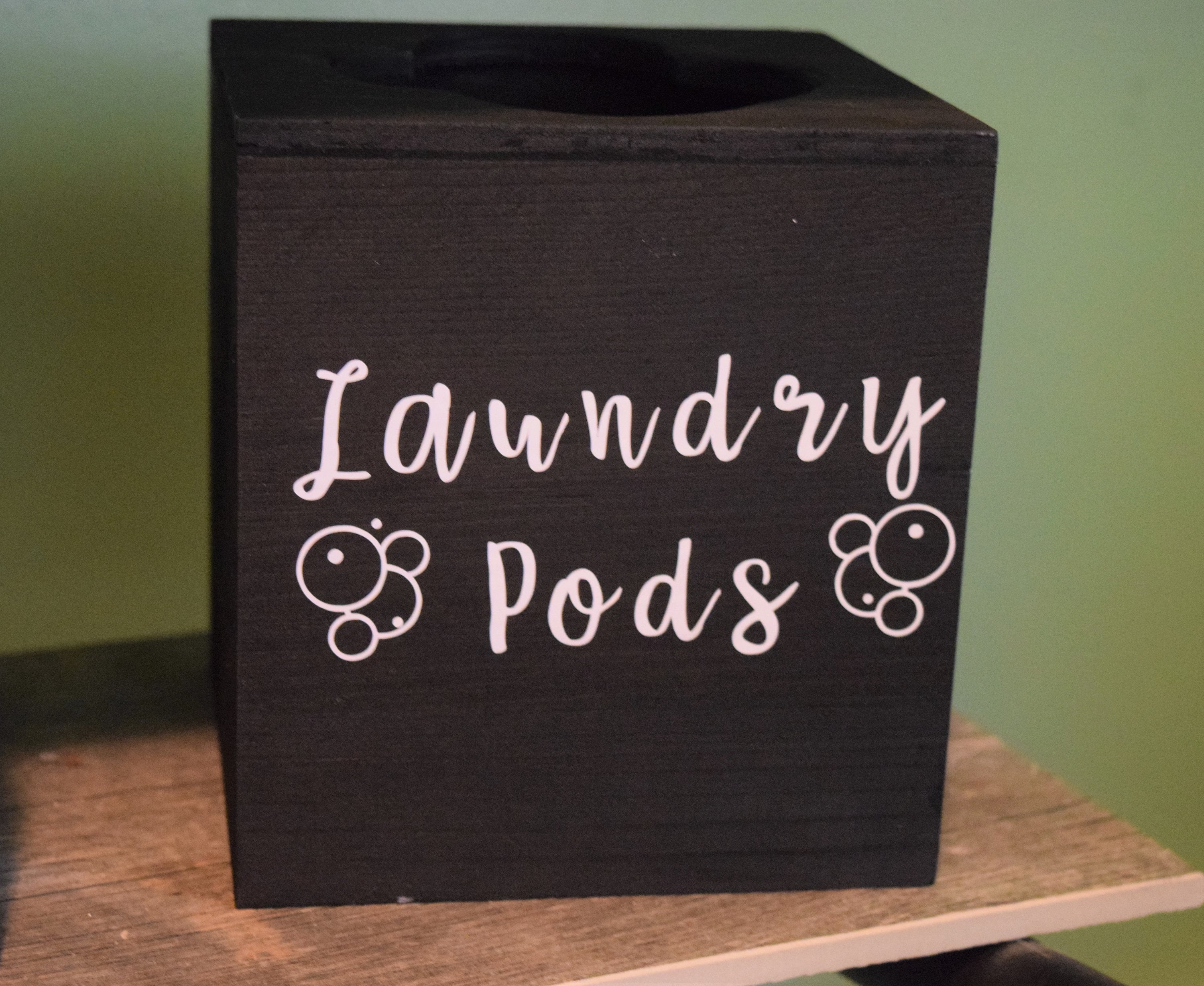 Customizable Farmhouse Laundry Pod Holder 5 3/4 X 5 1/4 X 5 Painted