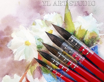 Watercolor SQUIRREL Brush Red Brush