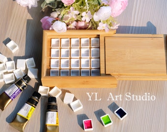 Hand-Made Wooden/Bamboo Watercolour Storage Paint Box with or without  24/ 36 empty half pan