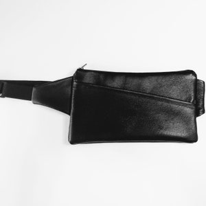 Black recycled leather fanny pack