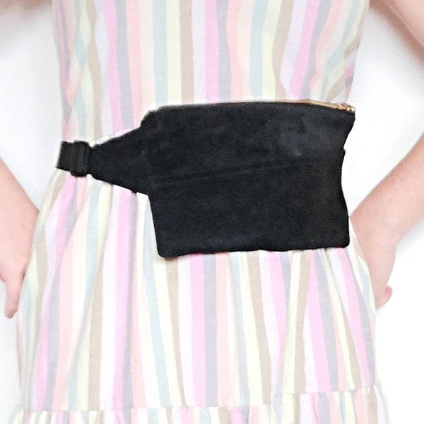 Black recycled suede fanny pack