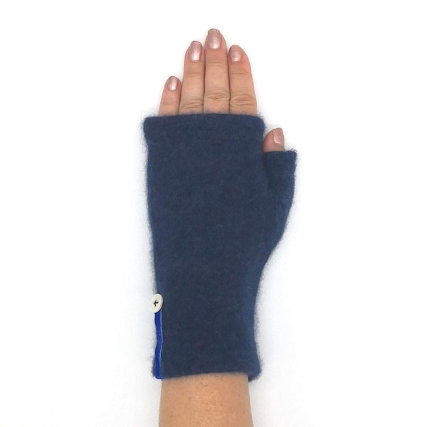 Navy Recycled Cashmere Kitten Mittens