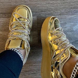 Shiny Gold Sneakers Etsy