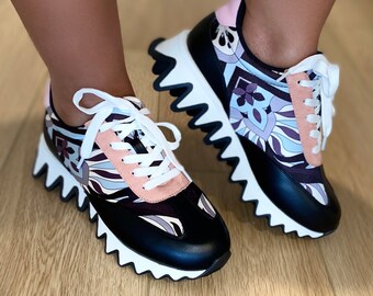 Women’s Black Multi Color Unique Design Cute Summer Spring Sneakers