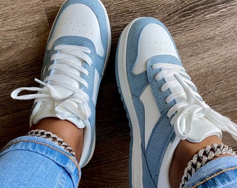 Women's New Design Trendy White And Denim Summer Fashion Cute Spring Casual Sneakers