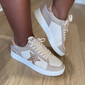 Women’s Glitter Embellished Low Top Cute Summer Spring Sneakers